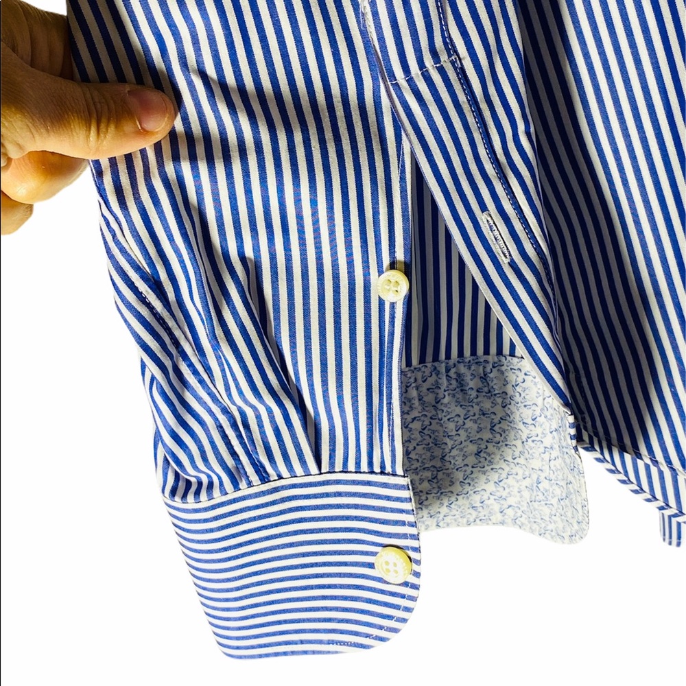 EREDI PISANO**Navy Striped Shirt Size 43 17” - Picture 5 of 7